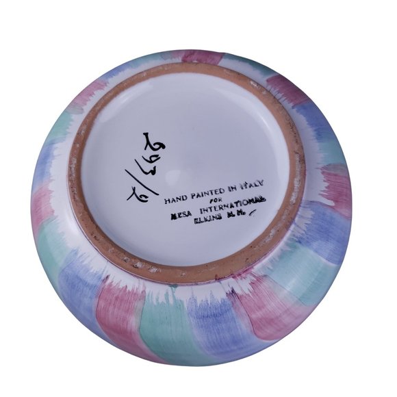 Mesa International Chenille 8 cup Pitcher Vintage Hand Painted Italy Blue Pink - Picture 7 of 8